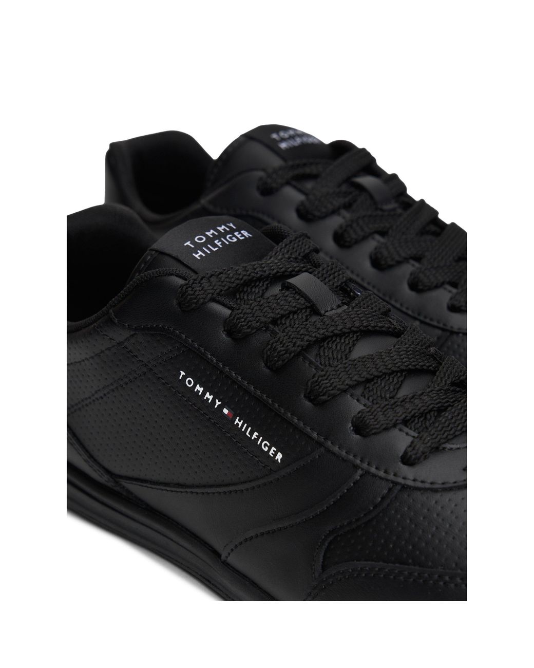 Tommy Hilfiger Black Lopro Leather Low-Top Trainers for men