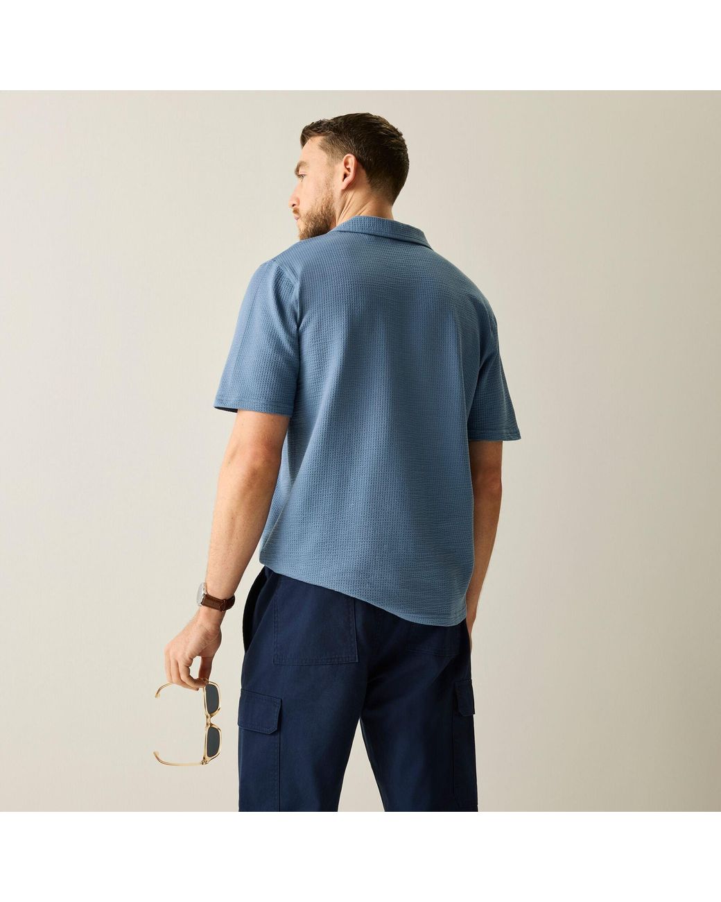 Regatta Blue Delray Cotton V-Neck Short-Sleeve Polo for men