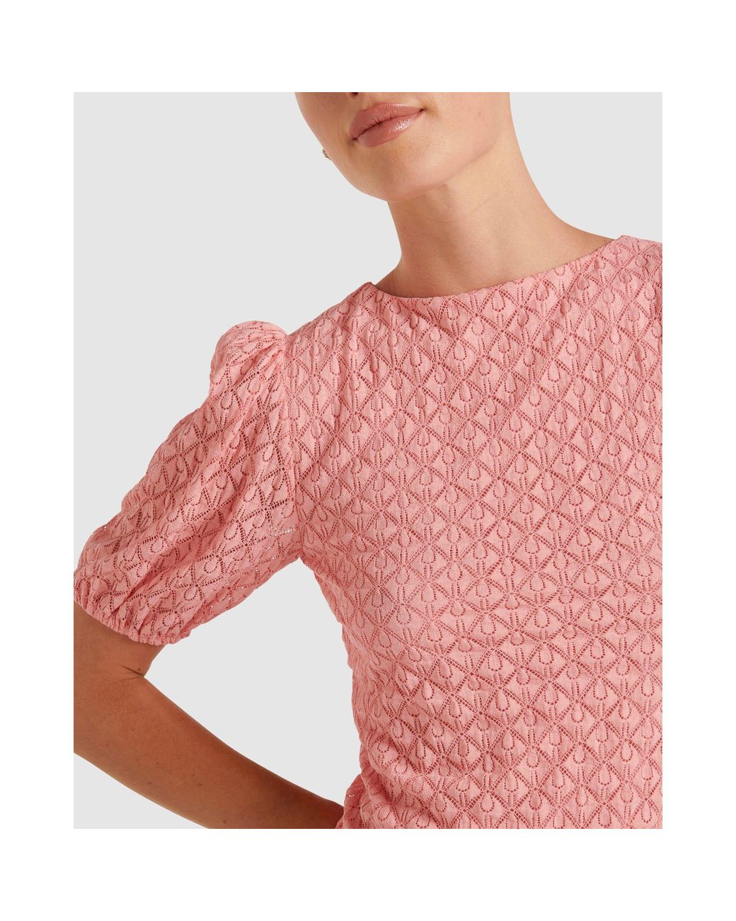 Forever New Blue Shiloh Lace Crew Neck Top
