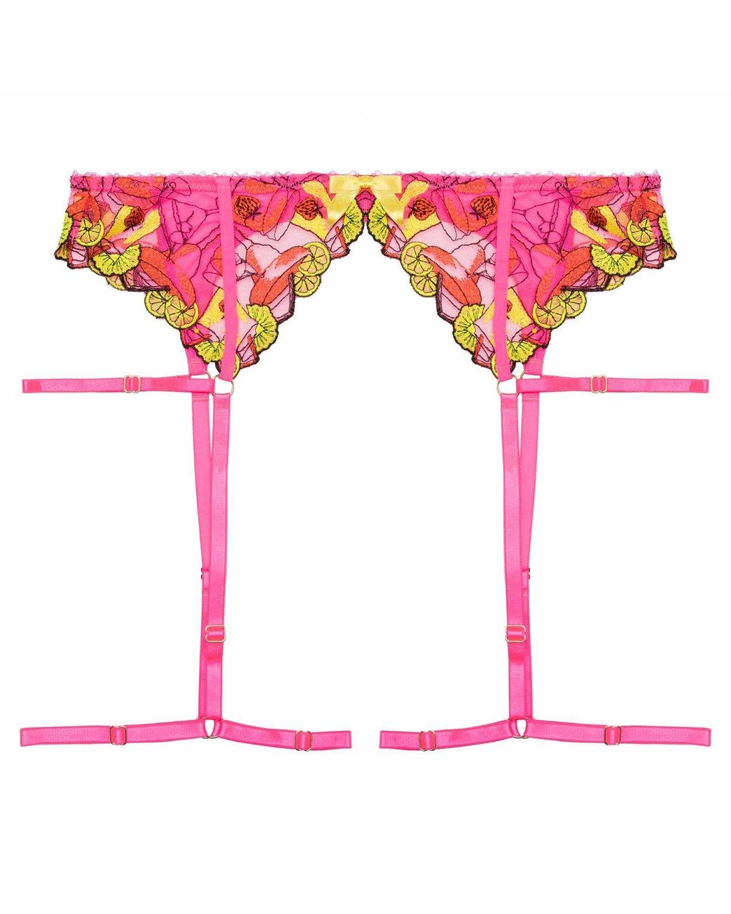 Playful Promises Red Magda Neon Cocktail Embroidery Suspender Belt