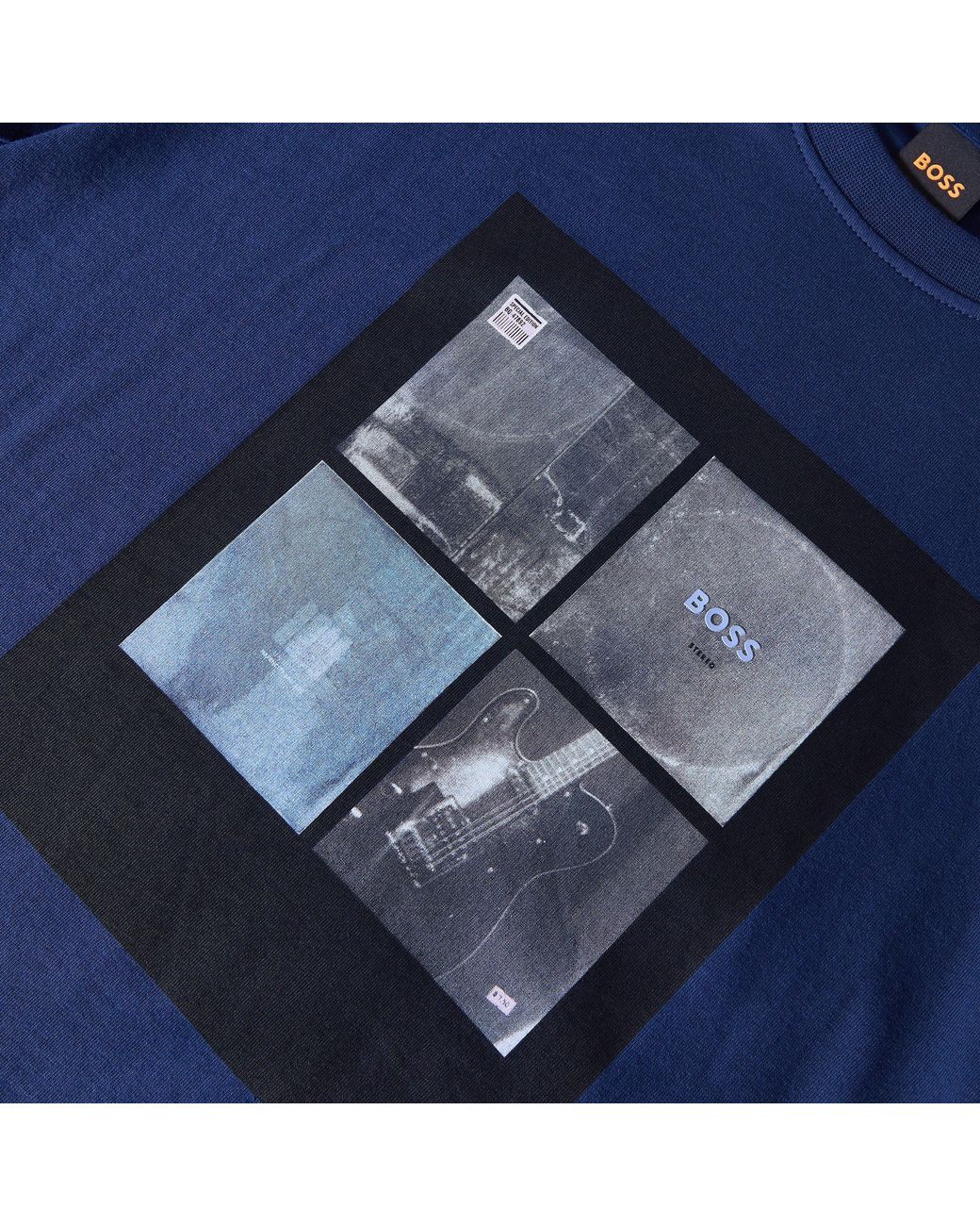Boss Blue Cover Graphic Cotton Crew-Neck Short-Sleeve T-Shirt for men