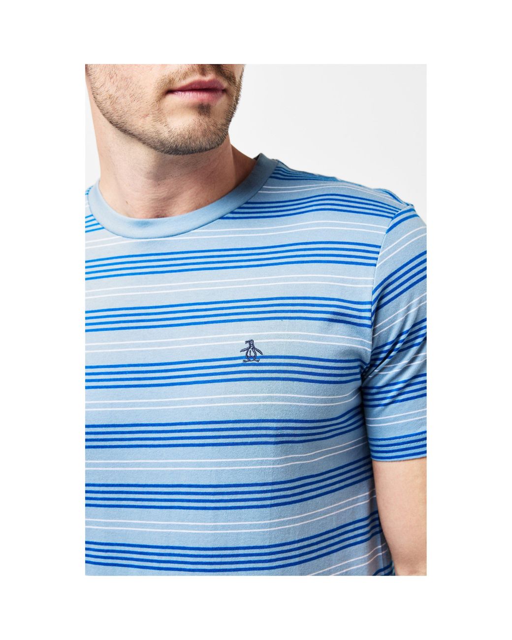 Original Penguin Blue Regular Fit Stripe T-Shirt for men