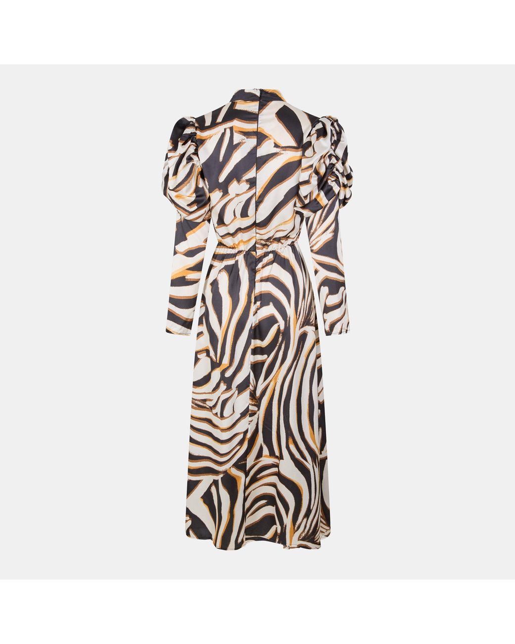 AX Paris Multicolor Print High Neck Long Puff Sleeve Midi Dress