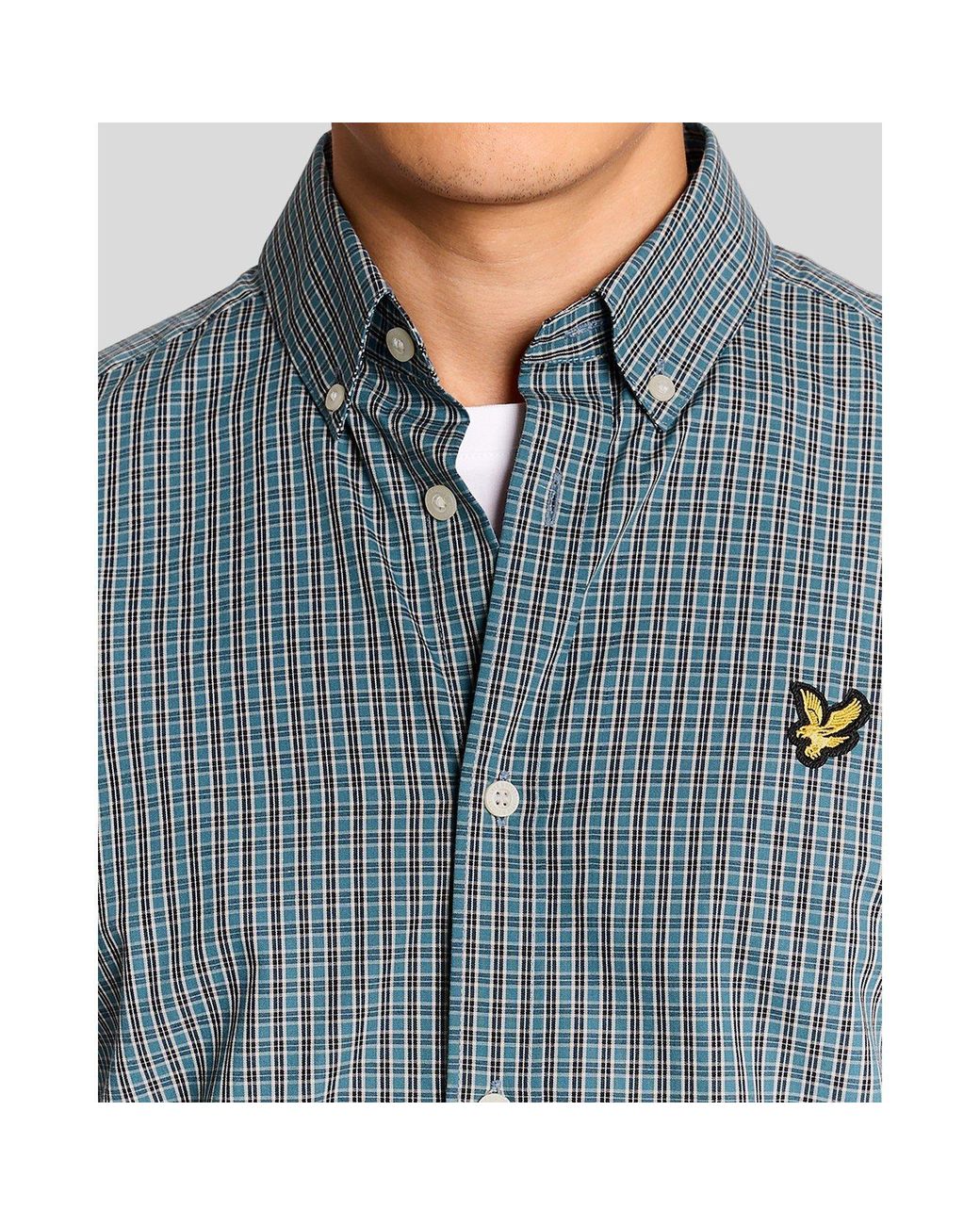Lyle & Scott Blue Patterned Short Sleeve Shirt for men