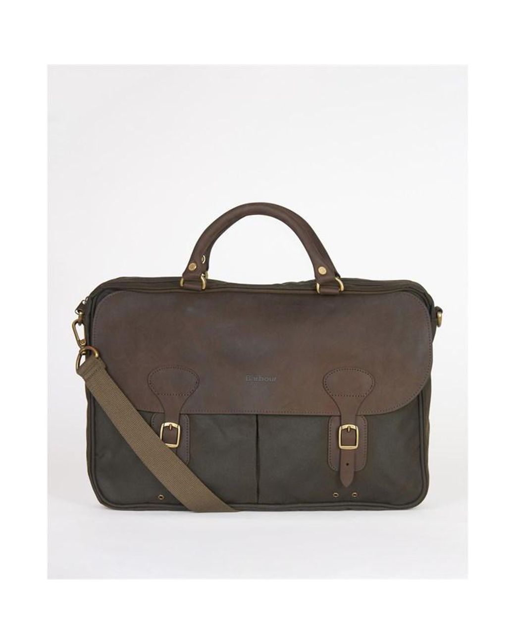 Barbour leather best sale briefcase brown