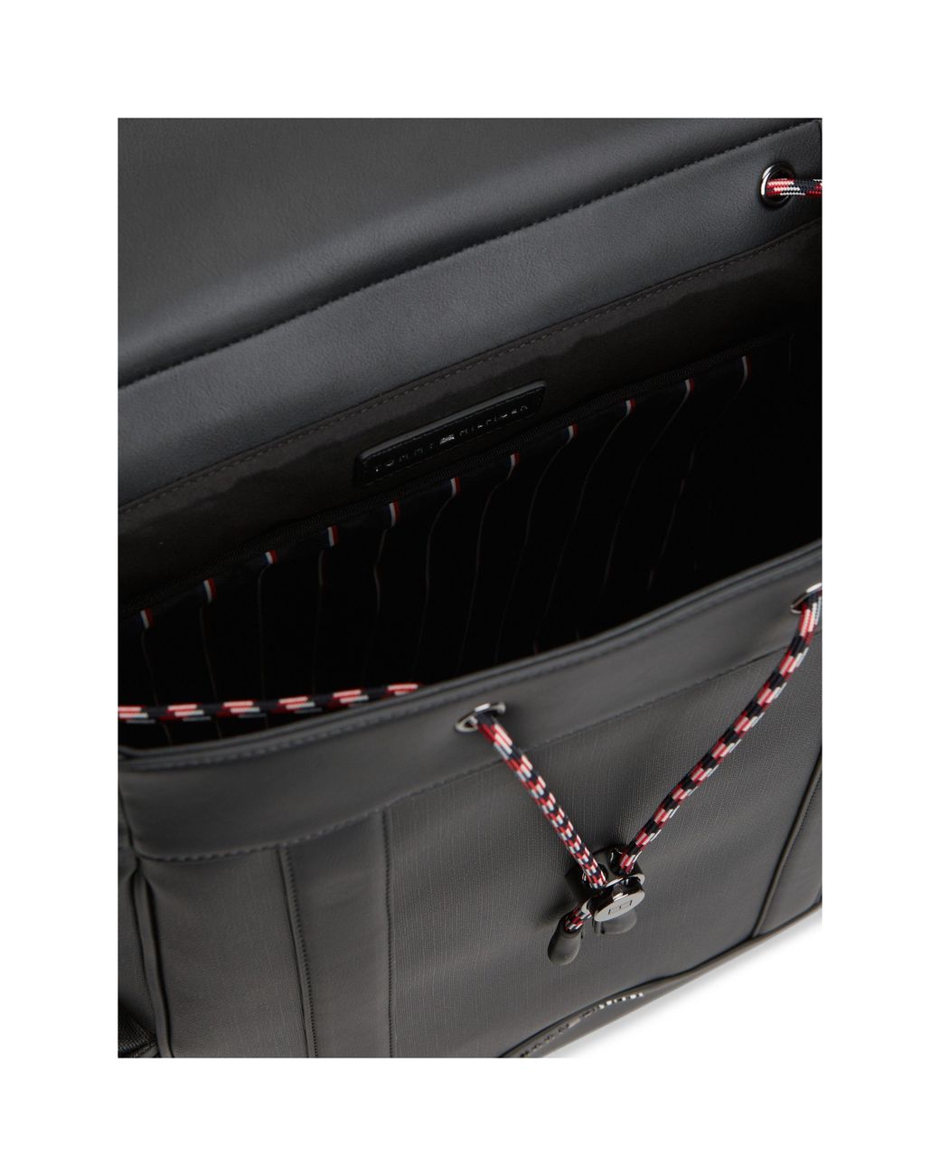 Tommy Hilfiger Black Texture Flap Over Backpack