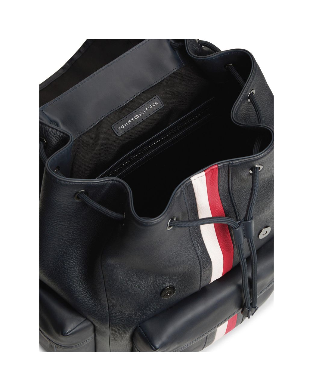 Tommy Hilfiger Blue Signature Stripe Leather Backpack