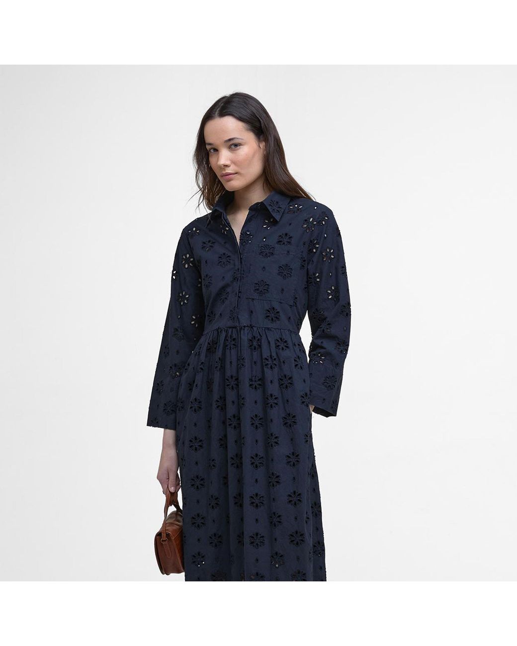 Barbour Blue Melissa Broderie Anglaise Midi Dress