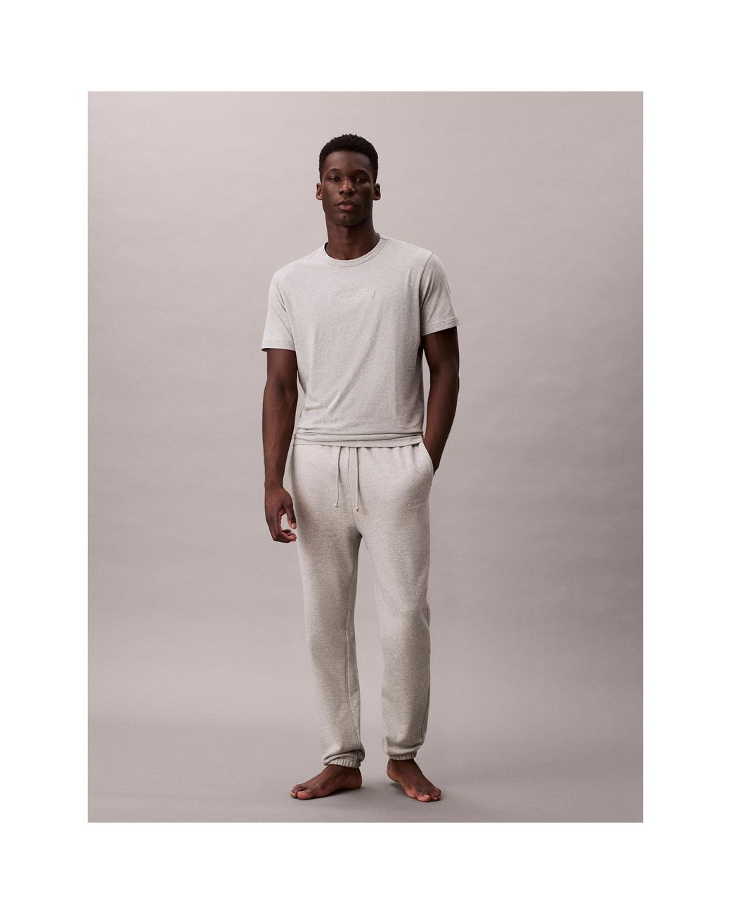 Calvin Klein Gray Logo Cotton Joggers for men