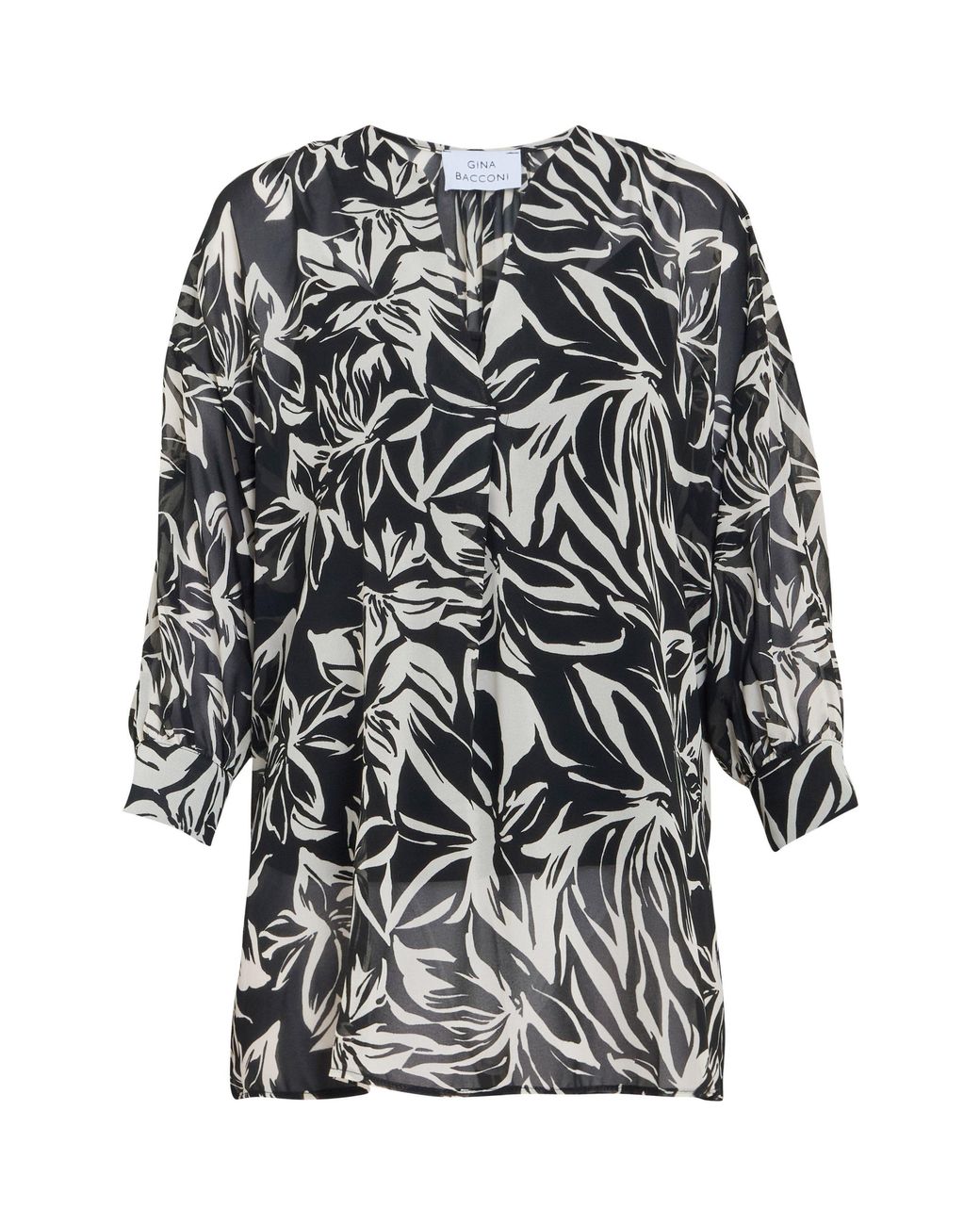 Gina Bacconi Black Dido Collarless Shirt