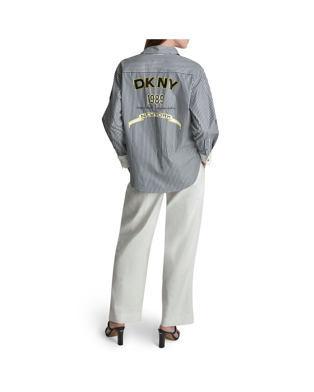 DKNY Gray Long Sleeve Patterned Shirt