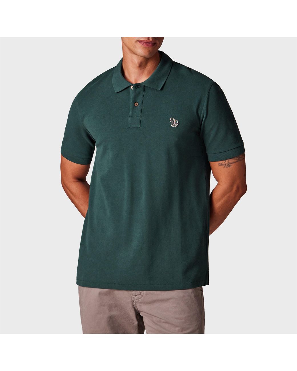 Paul Smith Green Regular Fit Zebra Polo Shirt for men