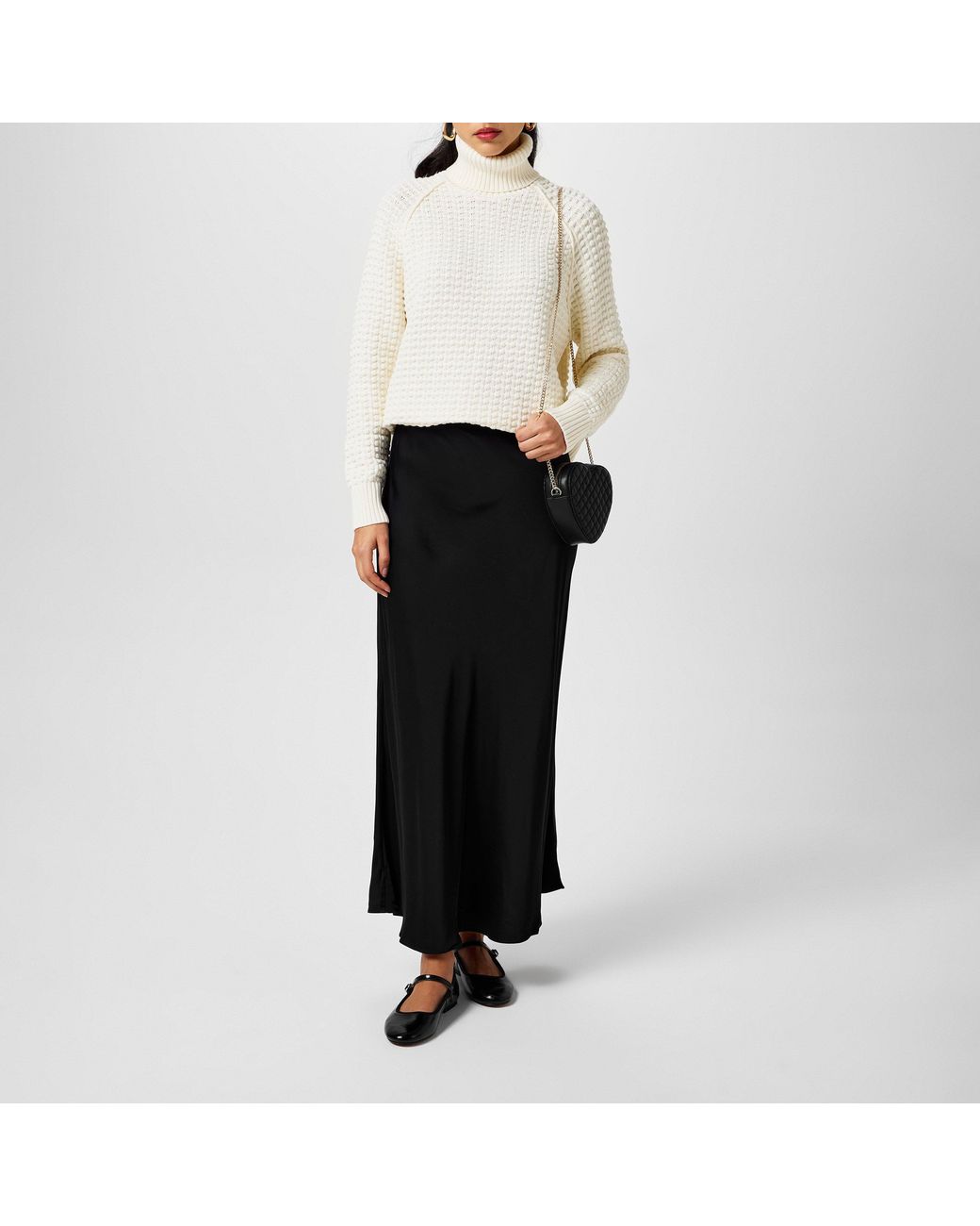 French Connection Black Ennis Slip Maxi Skirt