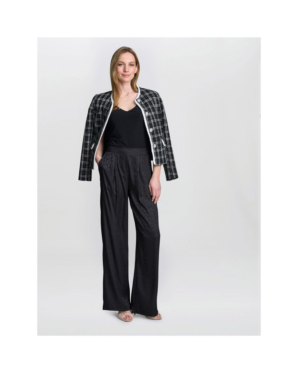 Gina Bacconi Blue Sabine Satin Jacquard Pull On Trouser