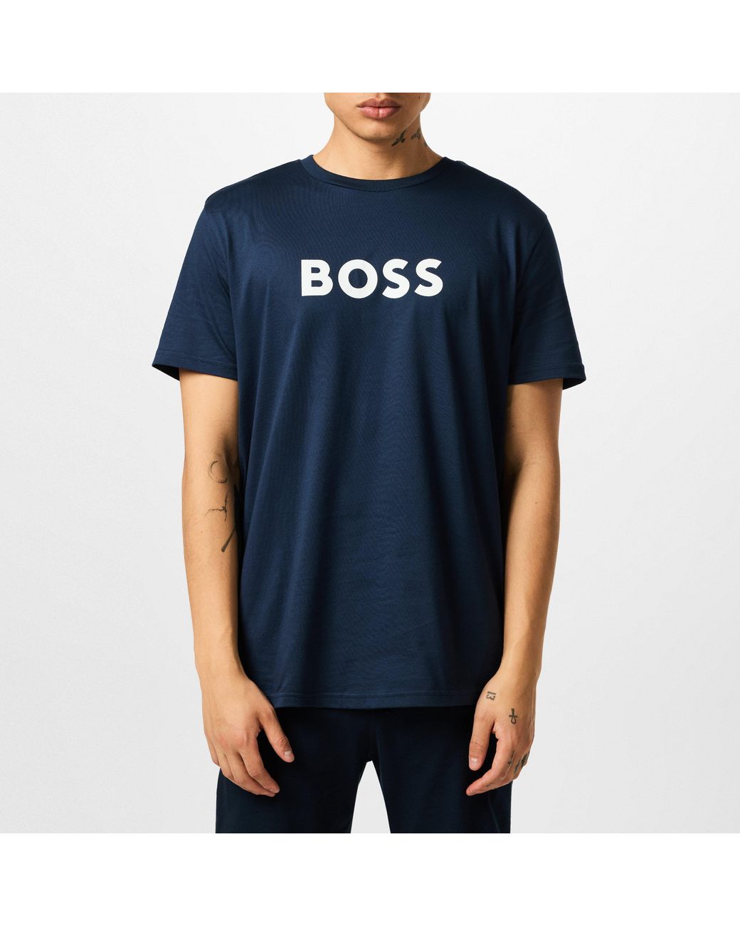 Boss Blue Bodywear Short Sleeve T-Shirt With Logo Print Detail for men