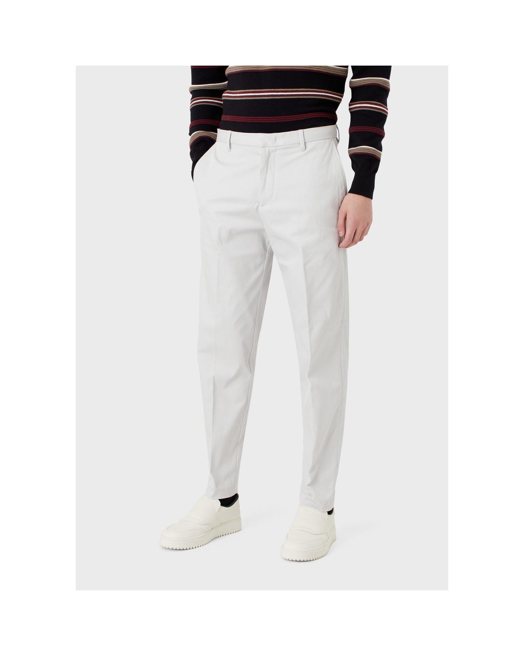 Emporio Armani White Straight Leg Trousers for men