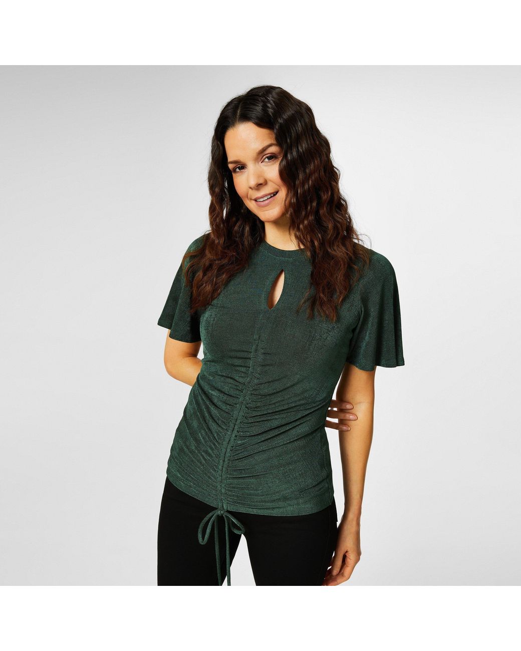 Biba Green Keyhole Jersey Top