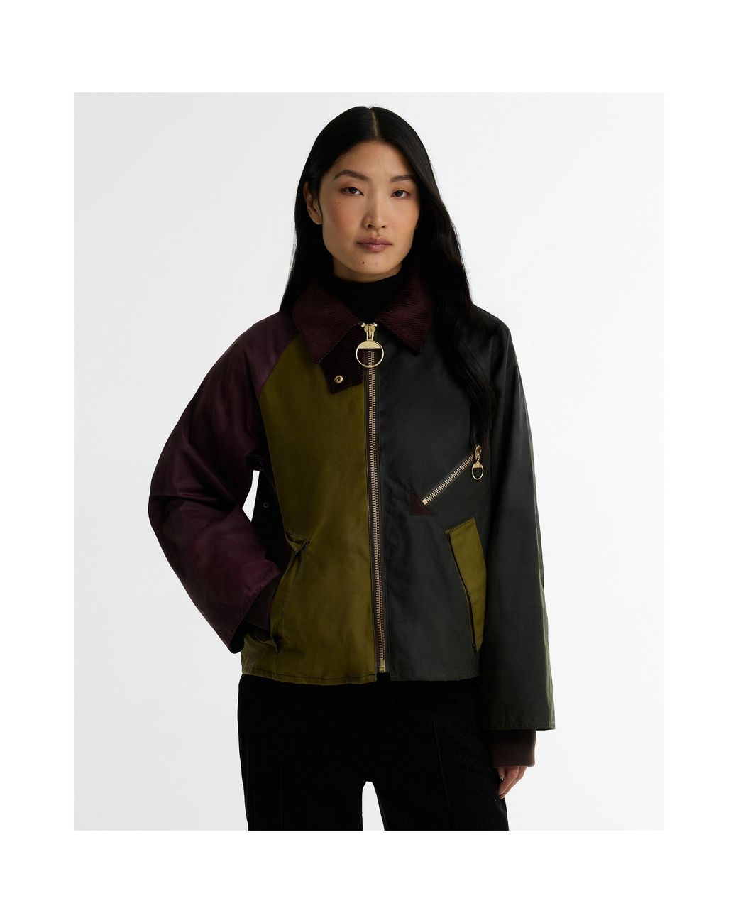 Barbour Green Arlene Cotton Long Sleeve Full Zip Wax Jacket
