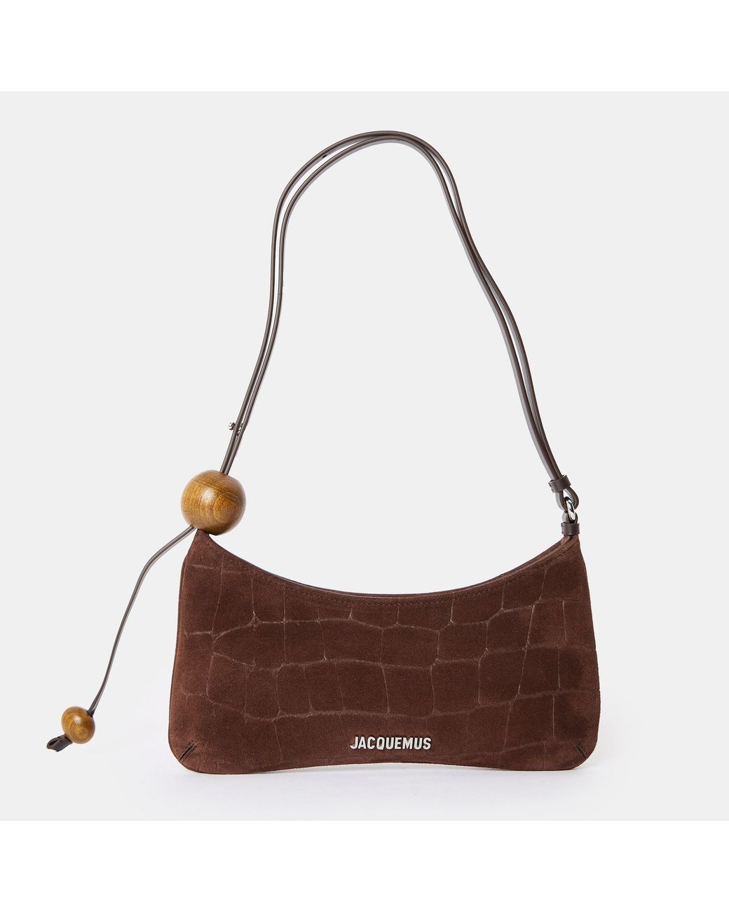 Jacquemus Brown Beaded Cotton Le Bisou Perle Shoulder Bag