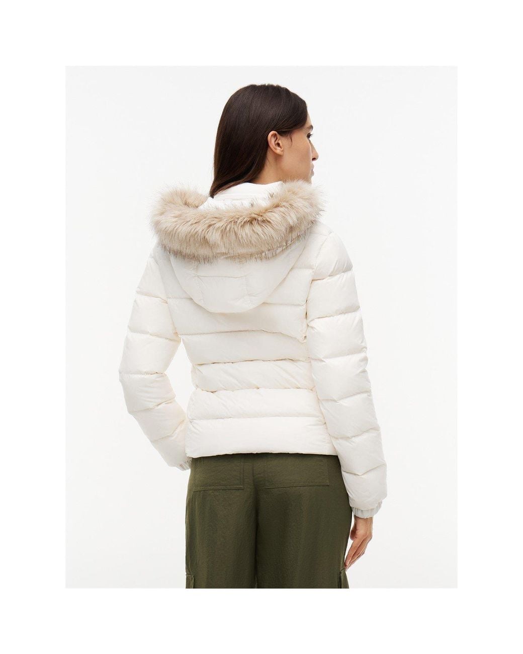 Tommy Hilfiger White Hooded Down Short Puffer Jacket