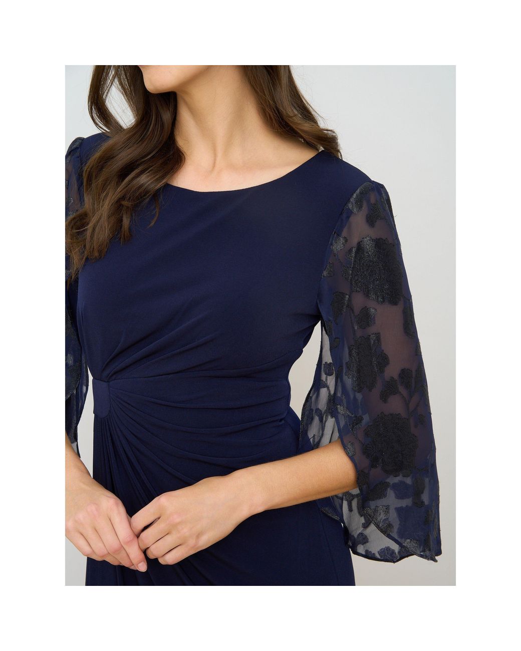Gina Bacconi Blue Helene Lace Sleeve Dress