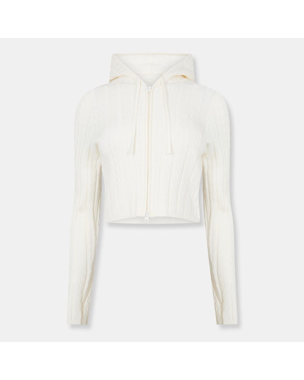 Jack Wills White Full Zip Cable Knit Jumper