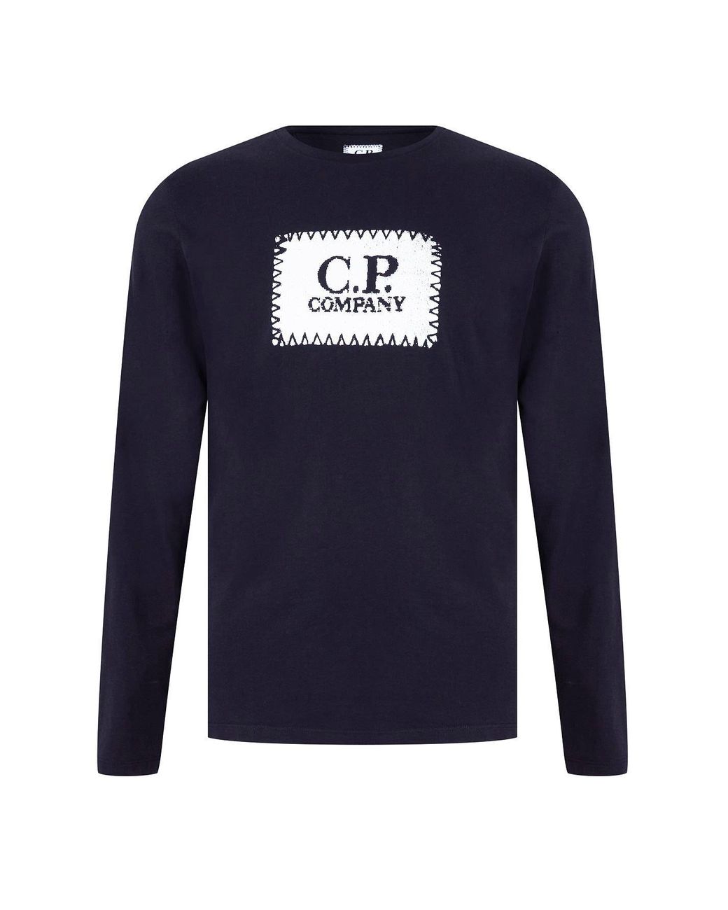 C P Company Blue Cotton Long Sleeve Crew Neck T-Shirt for men