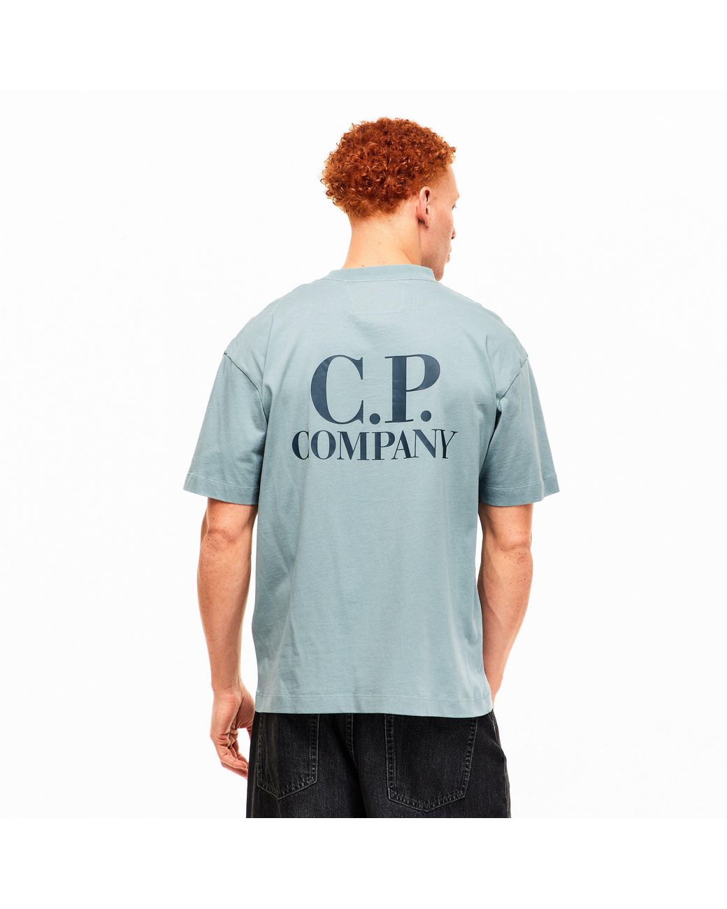 C P Company Blue Double Logo Tee for men