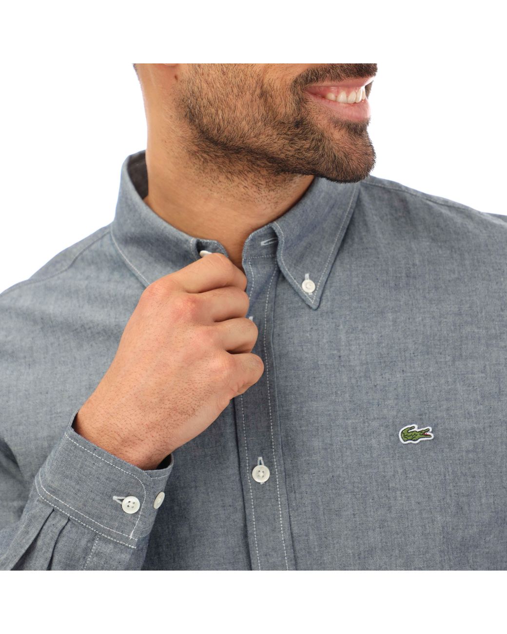 Lacoste Blue Long Sleeve Logo Shirt for men