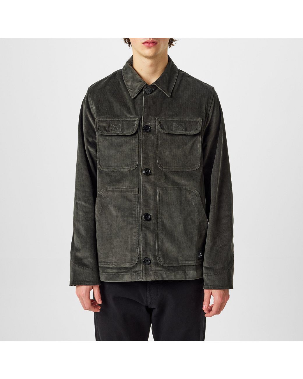 Paul Smith Black Corduroy Shirt Jacket Organic Cotton Long Sleeve Overshirt for men
