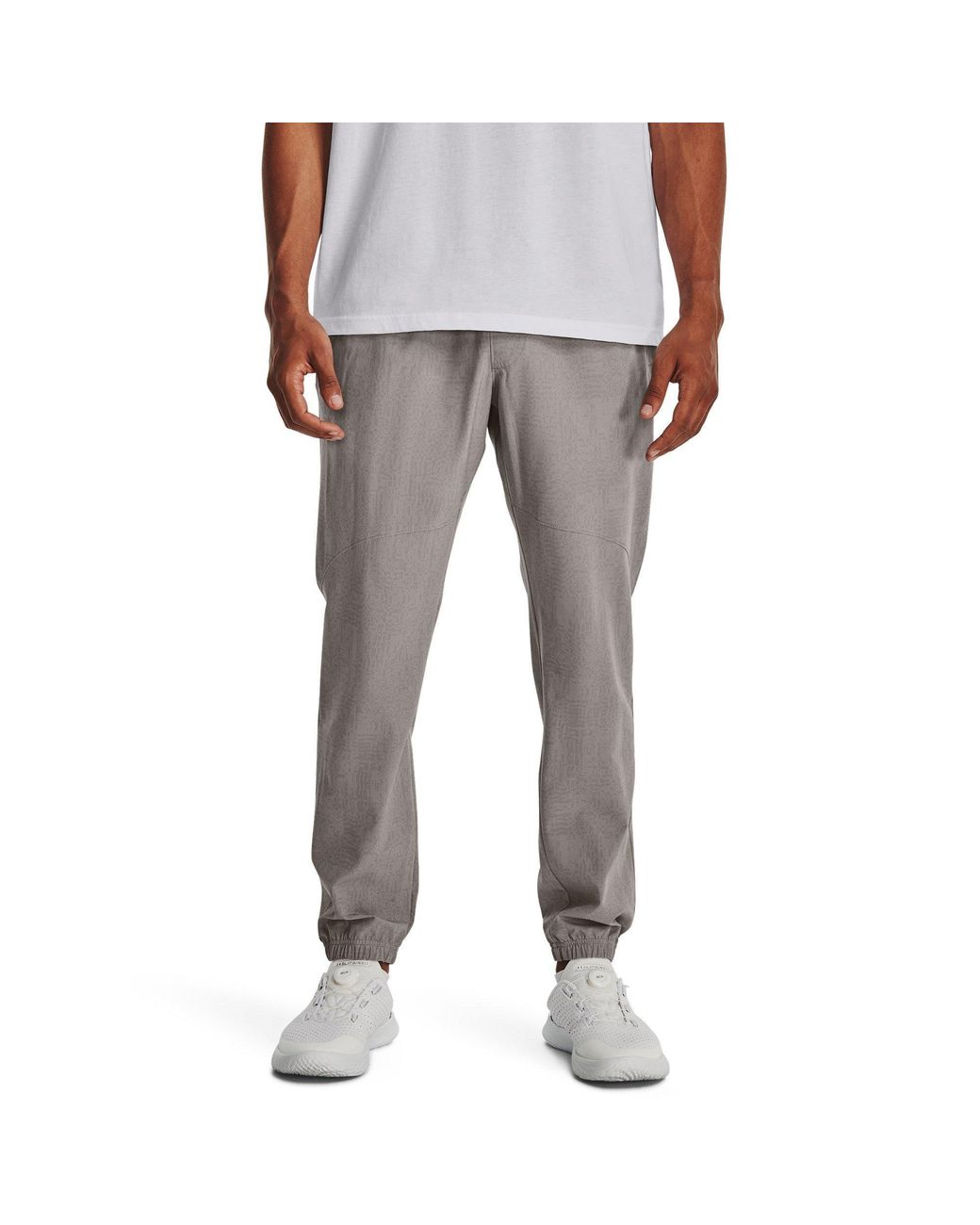 Under Armour Gray Stretch Printed Closed Hem Woven Joggers for men