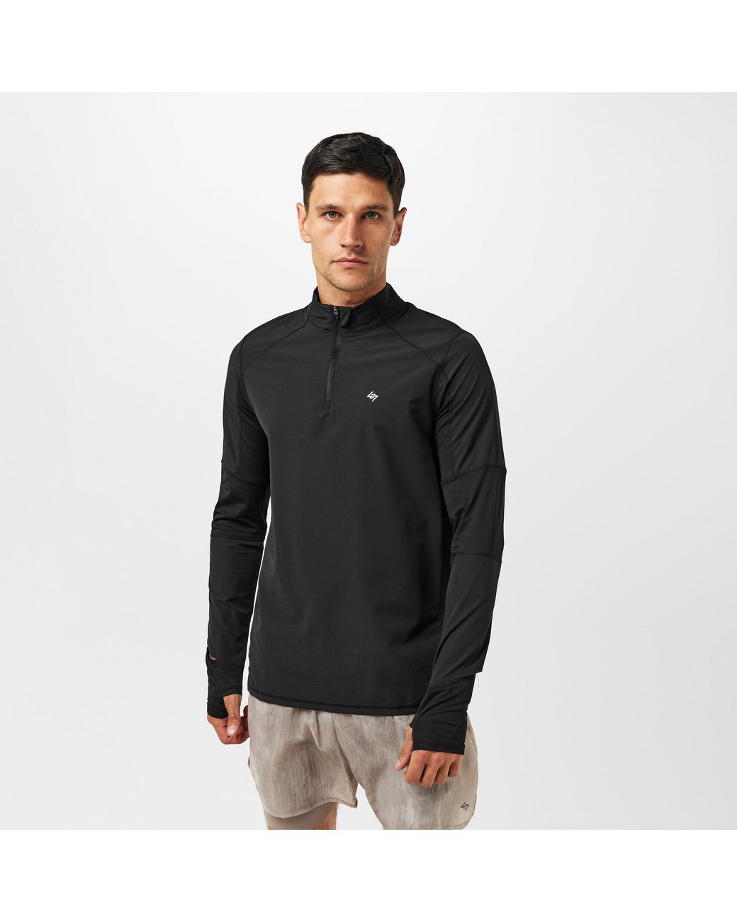 REPRESENT 247 Gray Quarter-Zip Long-Sleeve Performance Gym Top for men