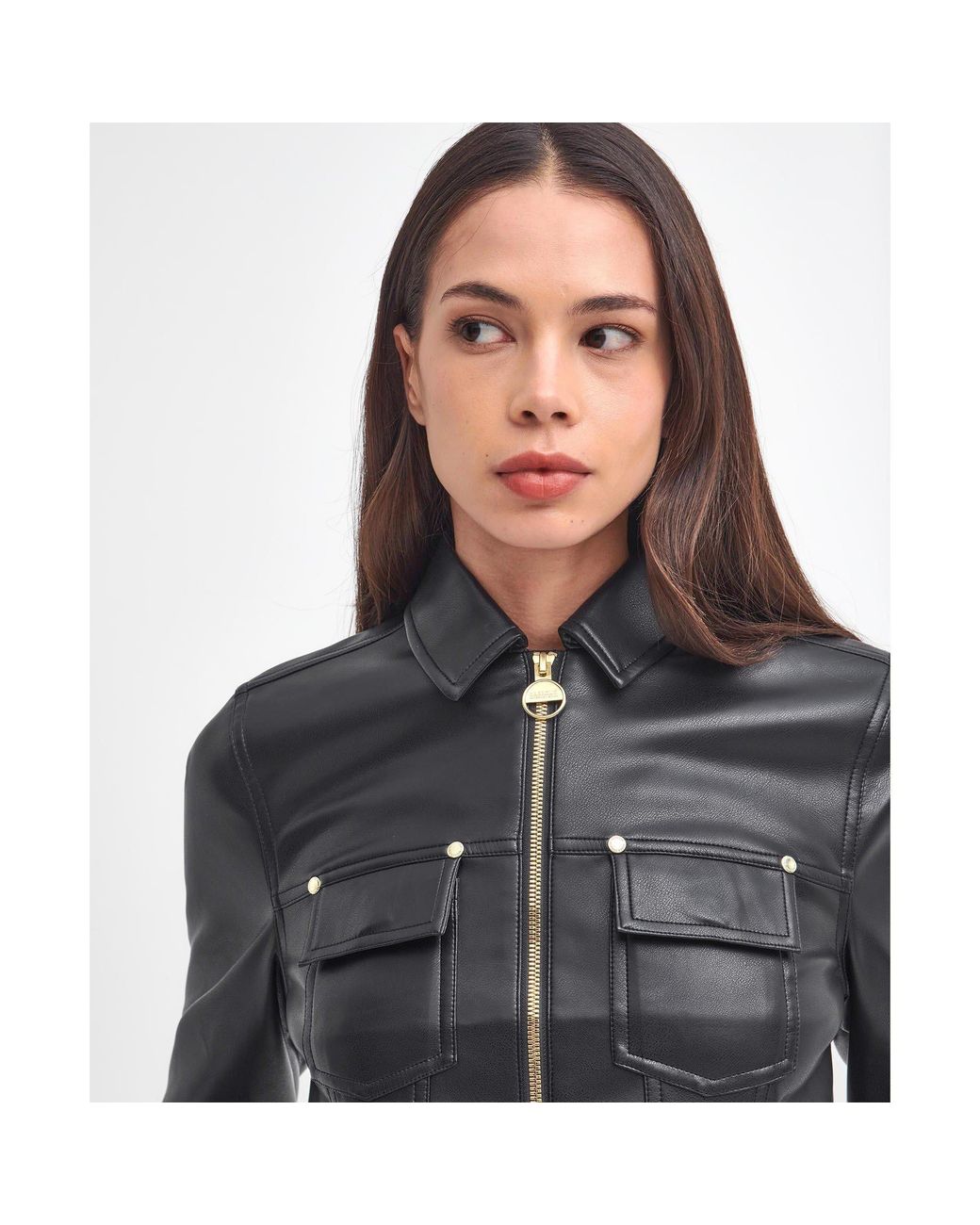 Barbour Black Aria Faux Leather Jacket