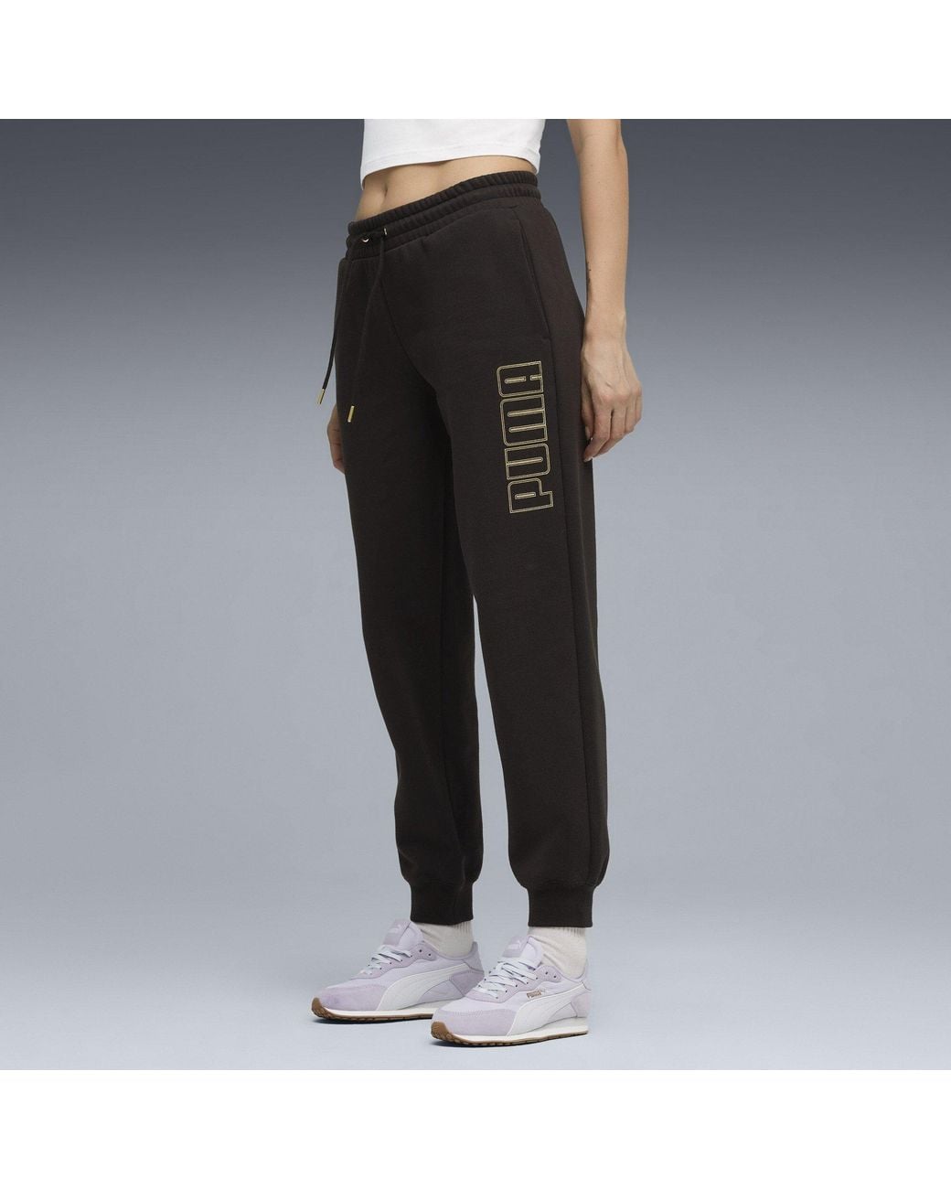 PUMA Black Maximal Metallic Comfort Fleece Jogging Bottoms