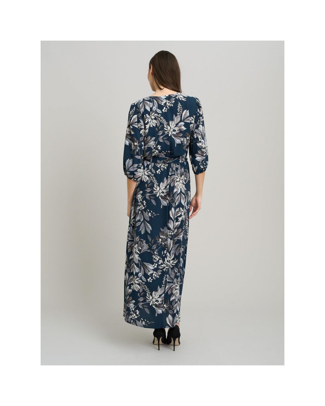 Gina Bacconi Blue Gwyneth Floral Print Maxi Dress