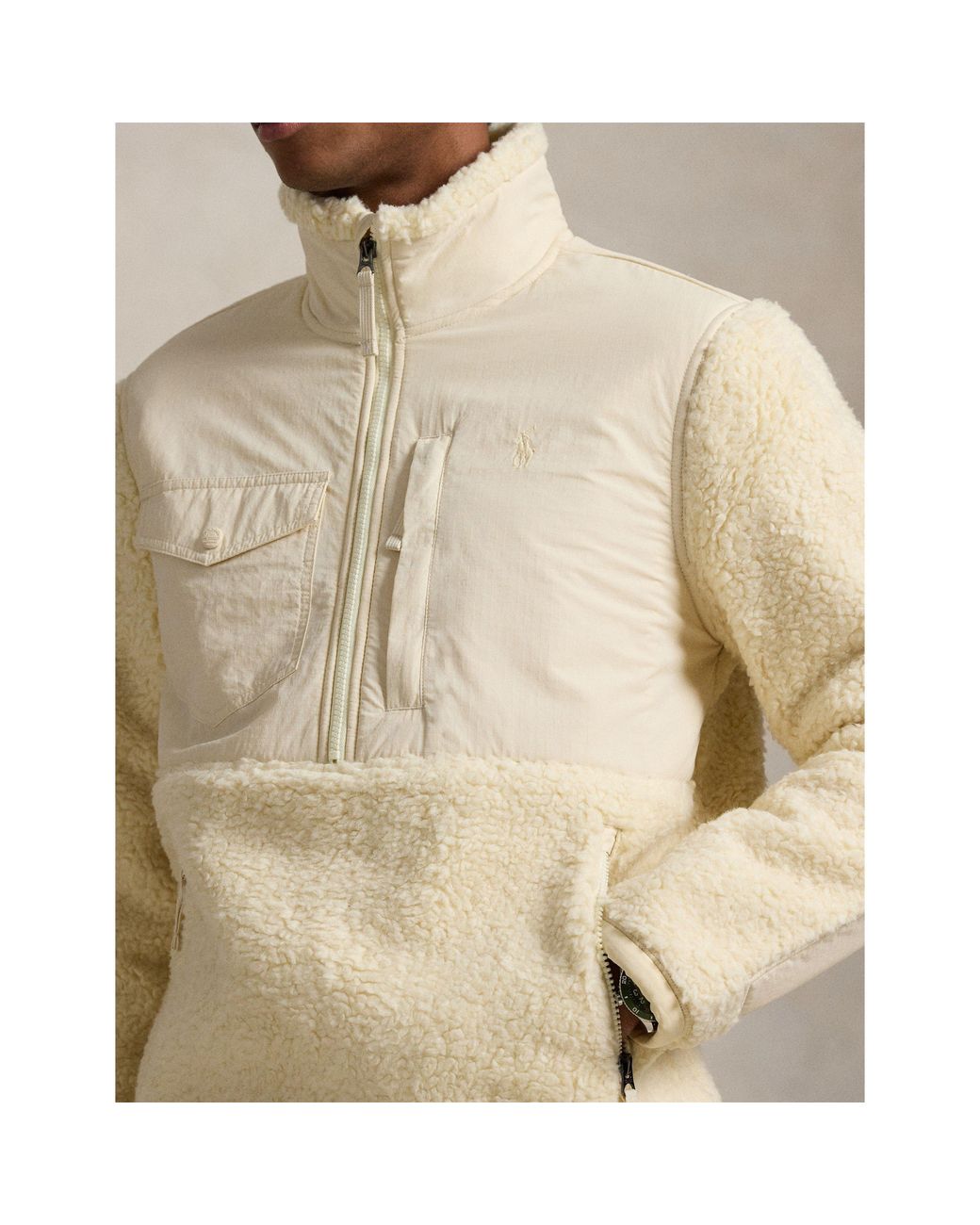 Polo Ralph Lauren White Hipile Full-Zip Fleece for men