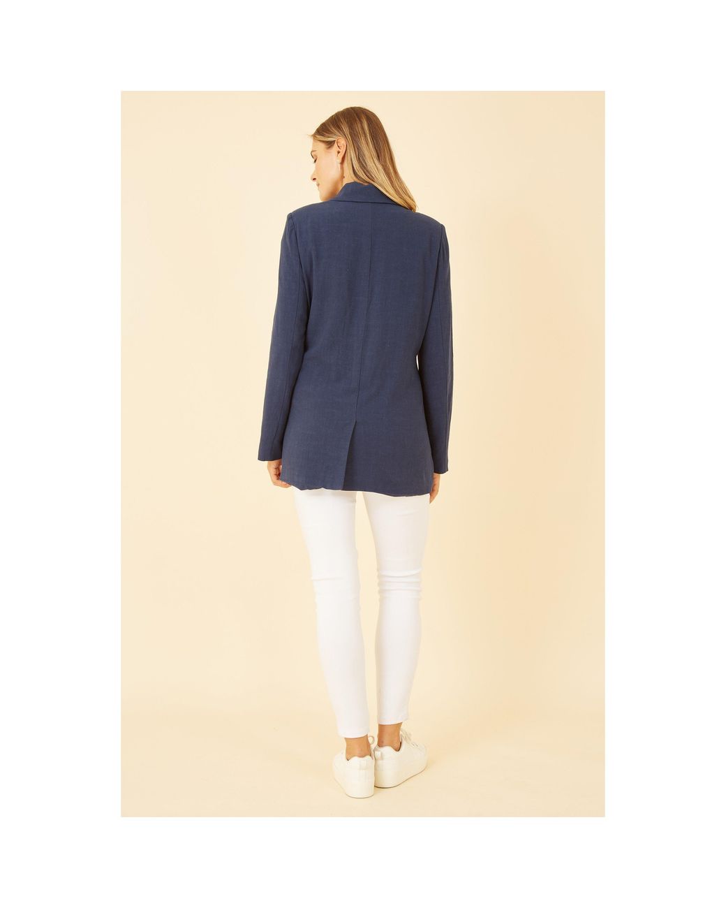 Yumi' Blue Linen Relaxed Blazer
