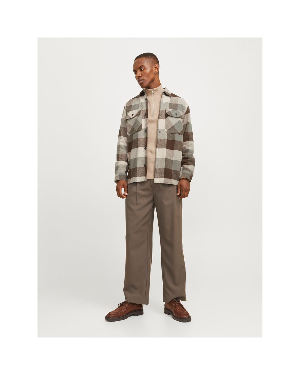 Jack & Jones Brown Raymond Long Sleeve Overshirt for men