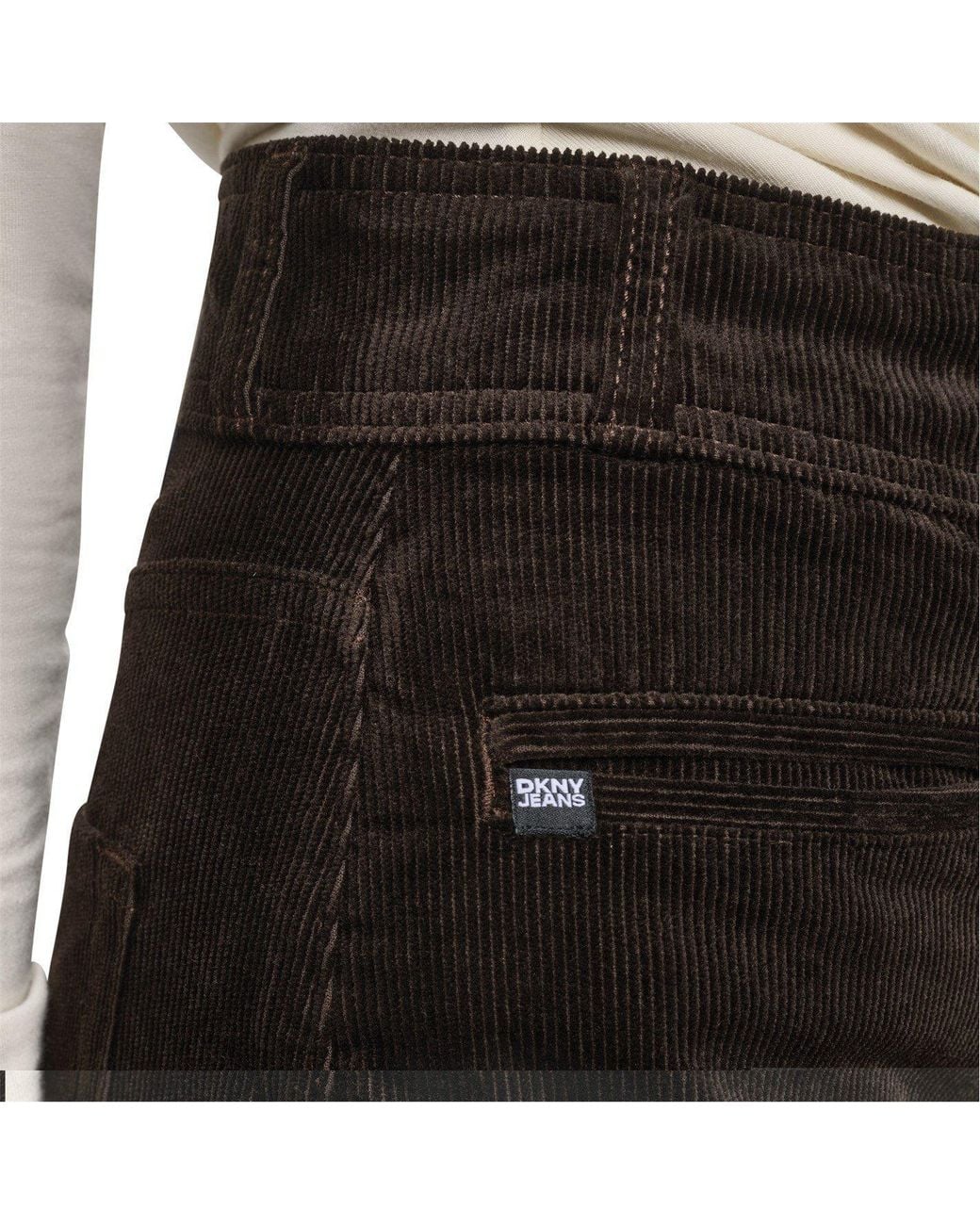DKNY Black Hi Rise Double Button Wide Leg Corduroy