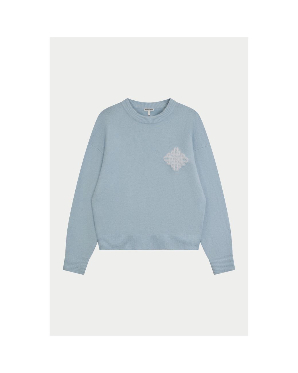 The Couture Club Blue Fluffy Oversized-Fit Crew-Neck Jumper