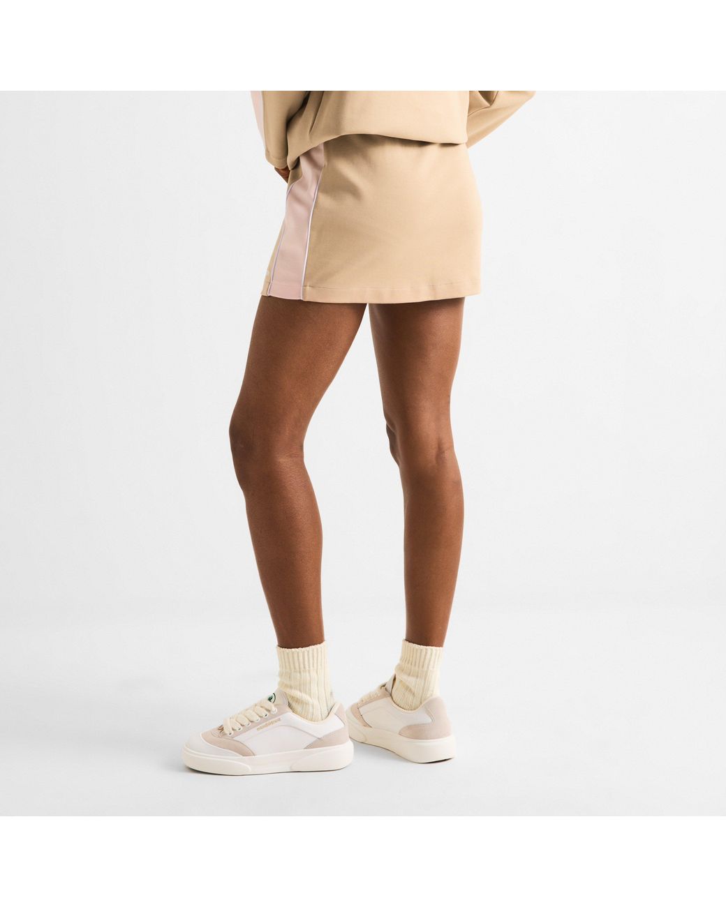 Casablanca Natural Punto Cropped Cotton Relaxed-Fit Skirt