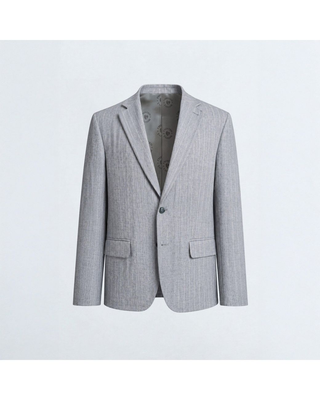 Twisted Tailor Gray Tyson Pinstripe Wool Relaxed-Fit Suit Jacket for men