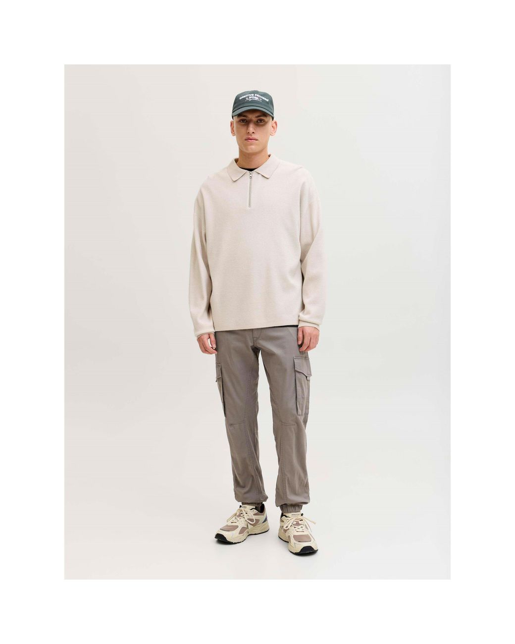 Jack & Jones Gray Slim Stretch Cuffed Cargo Pants for men