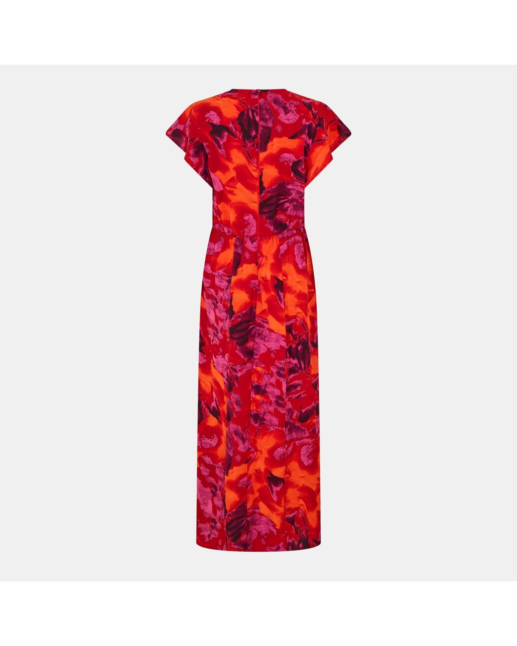 AX Paris Red Abstract Print Flutter Sleeve Midi Dress