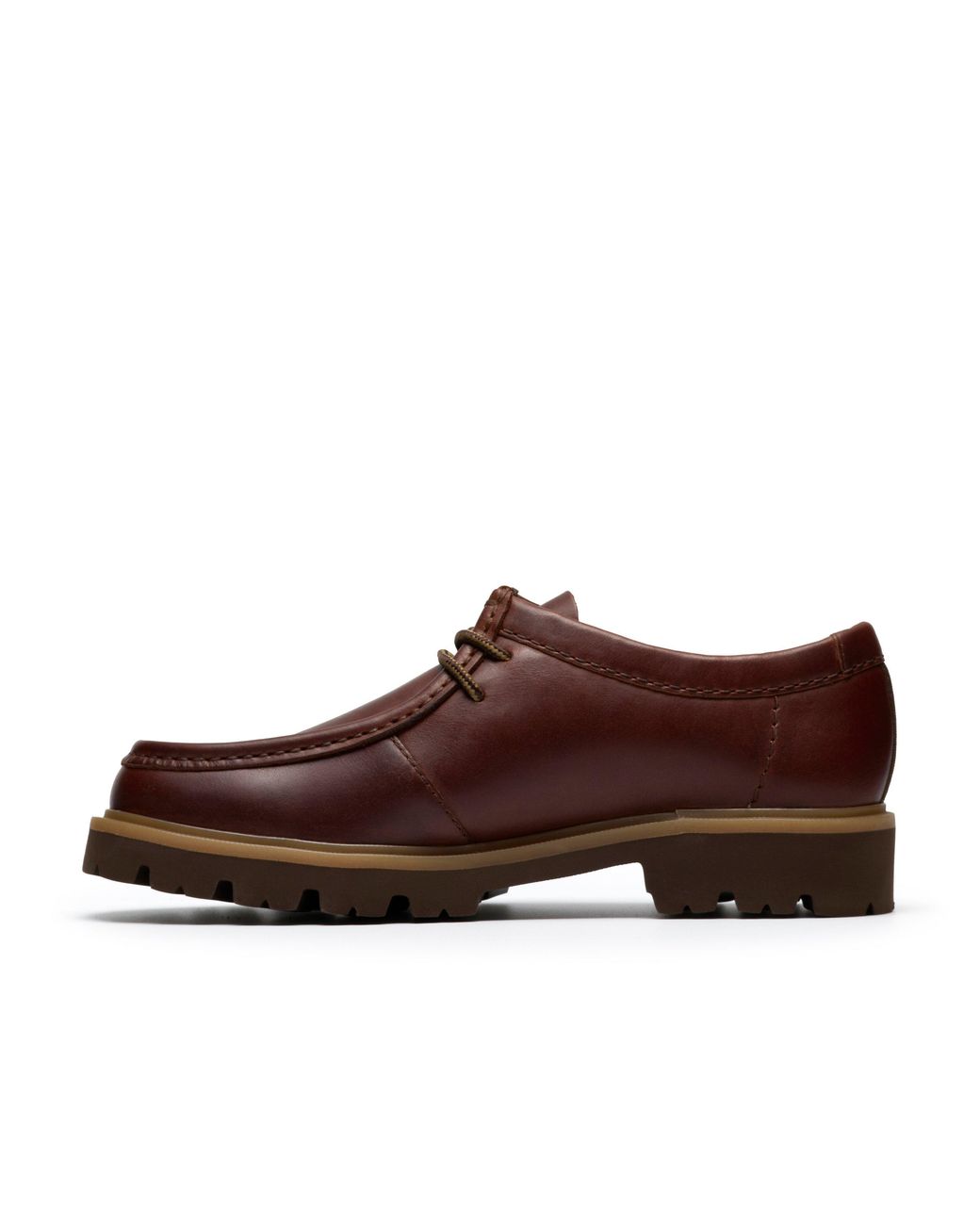 Clarks Brown Cleyhill Seam Leather Moc-Toe Shoes for men