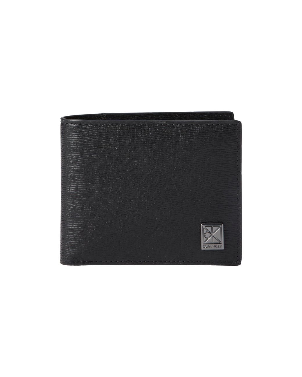 Calvin Klein Black Emblem Logo Leather Billfold Wallet for men