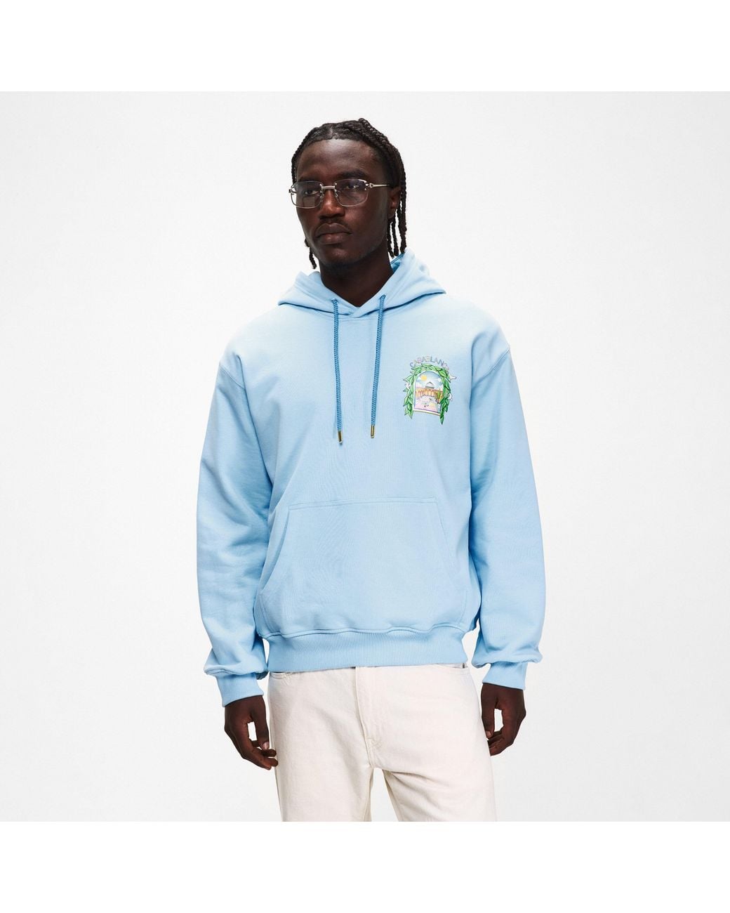 Casablanca Blue Larche Logo Over The Head Hoodie for men