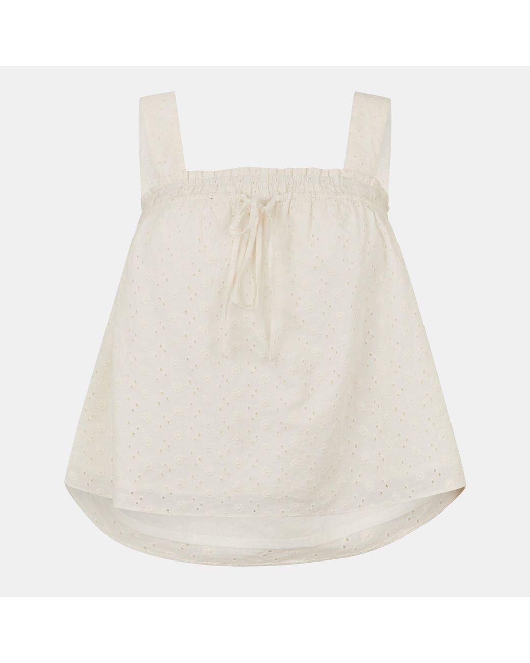 Jack Wills Natural Broderie Shirred Top