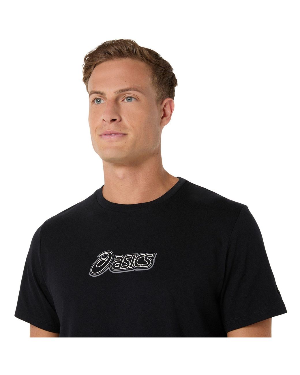 Asics Black Logo Tee Short Sleeve Performance Running Top for men