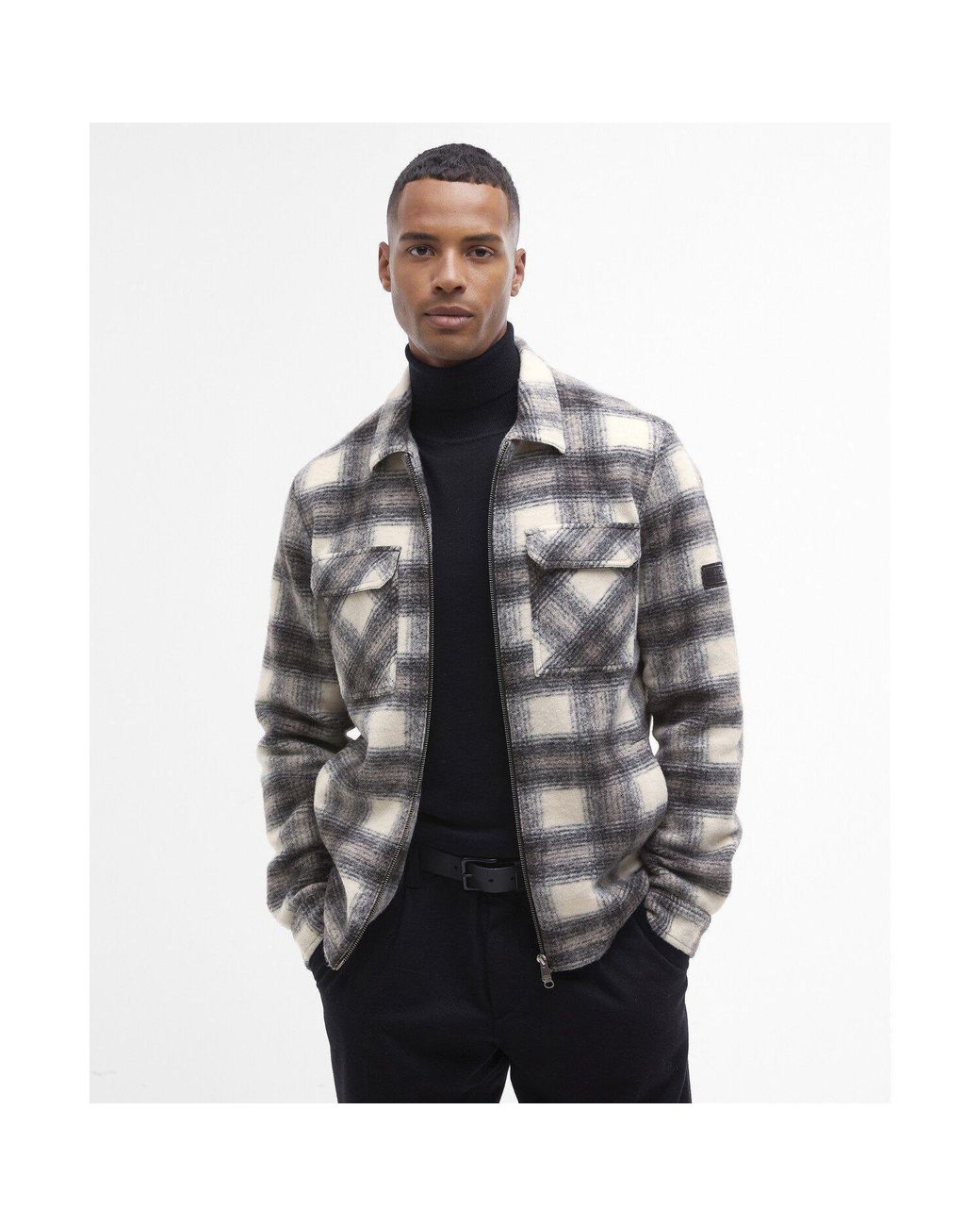 Barbour Gray Clayton Brushed Fleece Overshirt for men